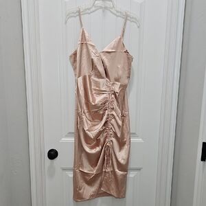 Dance & Marvel Dance With Me Champagne Ruched Midi Dress